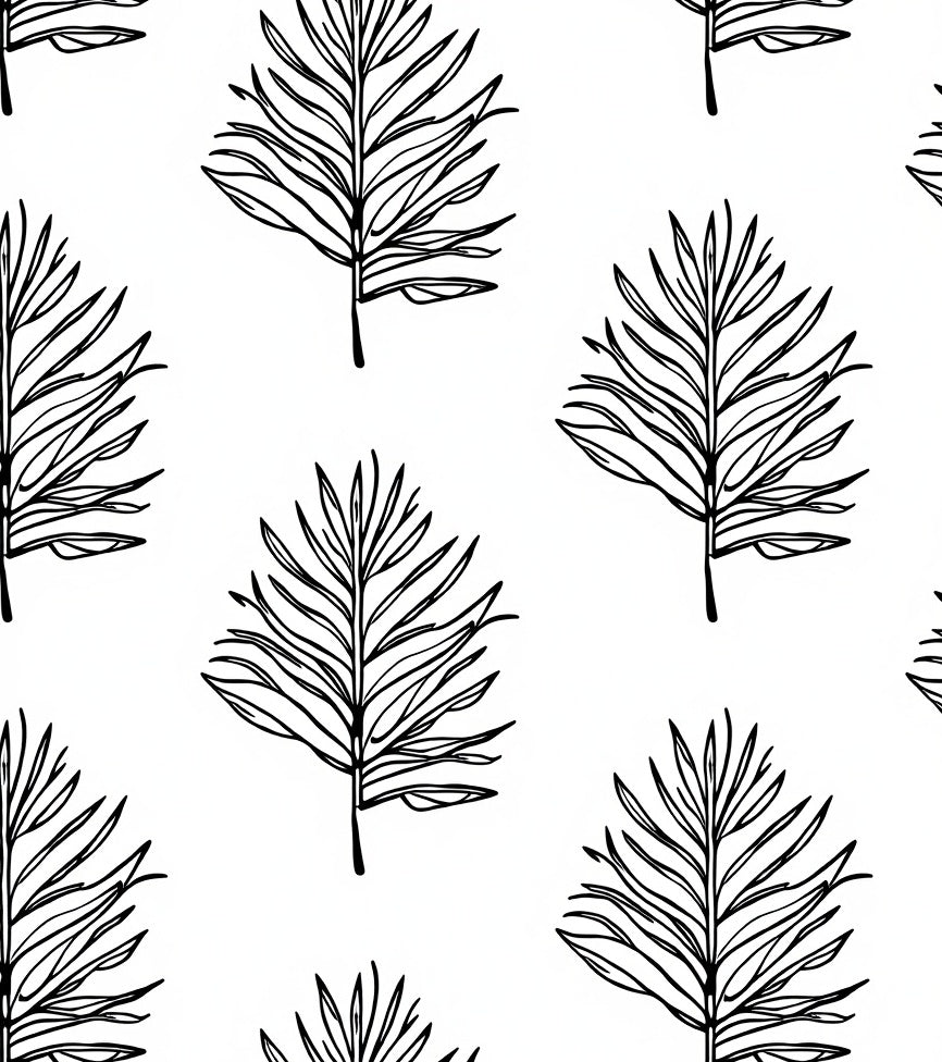 Minimalist Botanical Leaf Pattern Rug