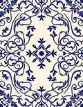 Classic Navy Floral Vine Pattern Rug