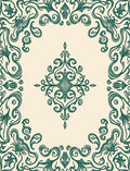 Elegant Teal Floral Scroll Pattern Rug