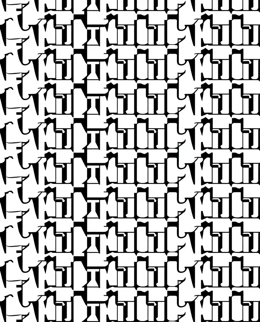 Monochrome Abstract Figure Pattern Rug