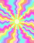 Retro Sunburst Rainbow Wave Rug