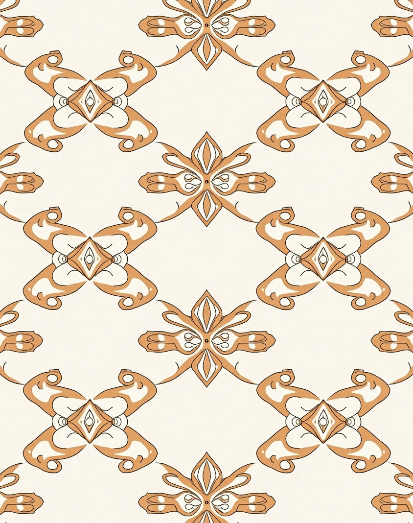 Elegant Ochre Patterned Design Rug