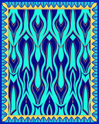 Abstract Teal And Navy Pattern Rug
