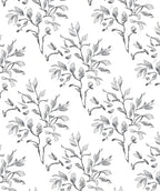 Gray Botanical Branch Pattern Rug
