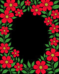 Vibrant Red Floral Garland Border Rug