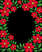 Vibrant Red Floral Garland Border Rug