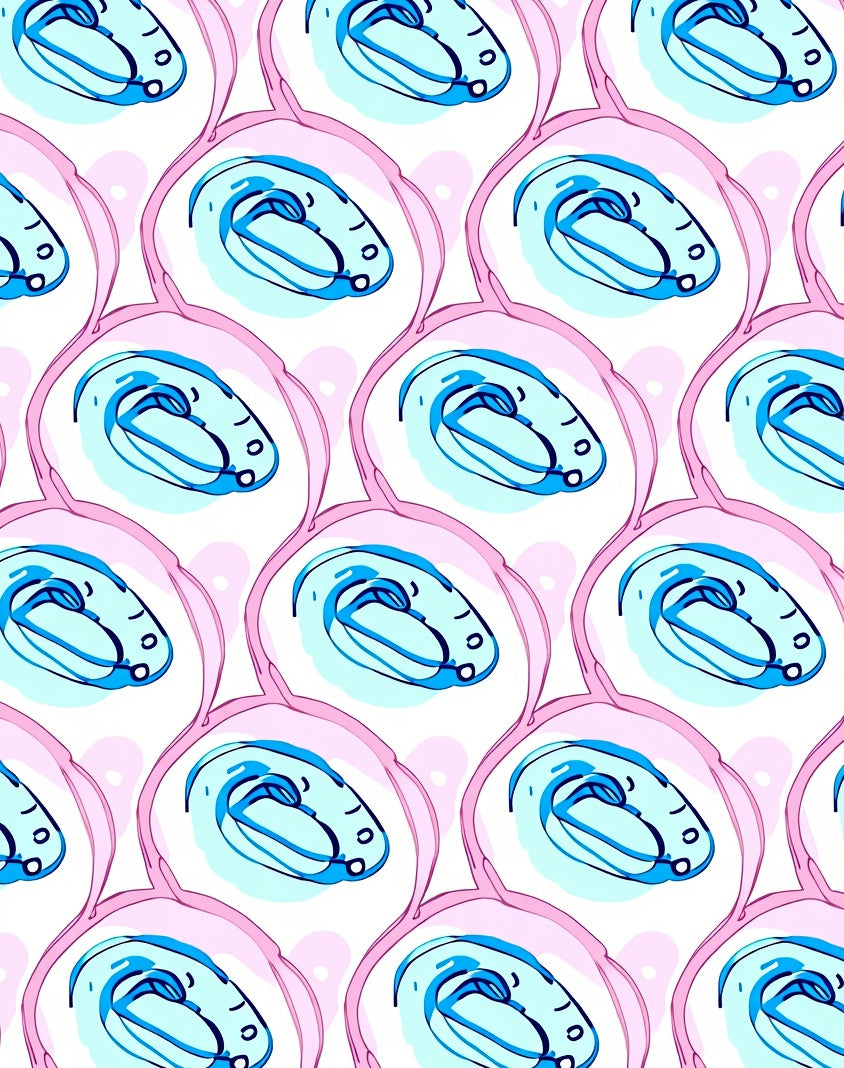 Playful Swirls Pink Blue Pastel Rug