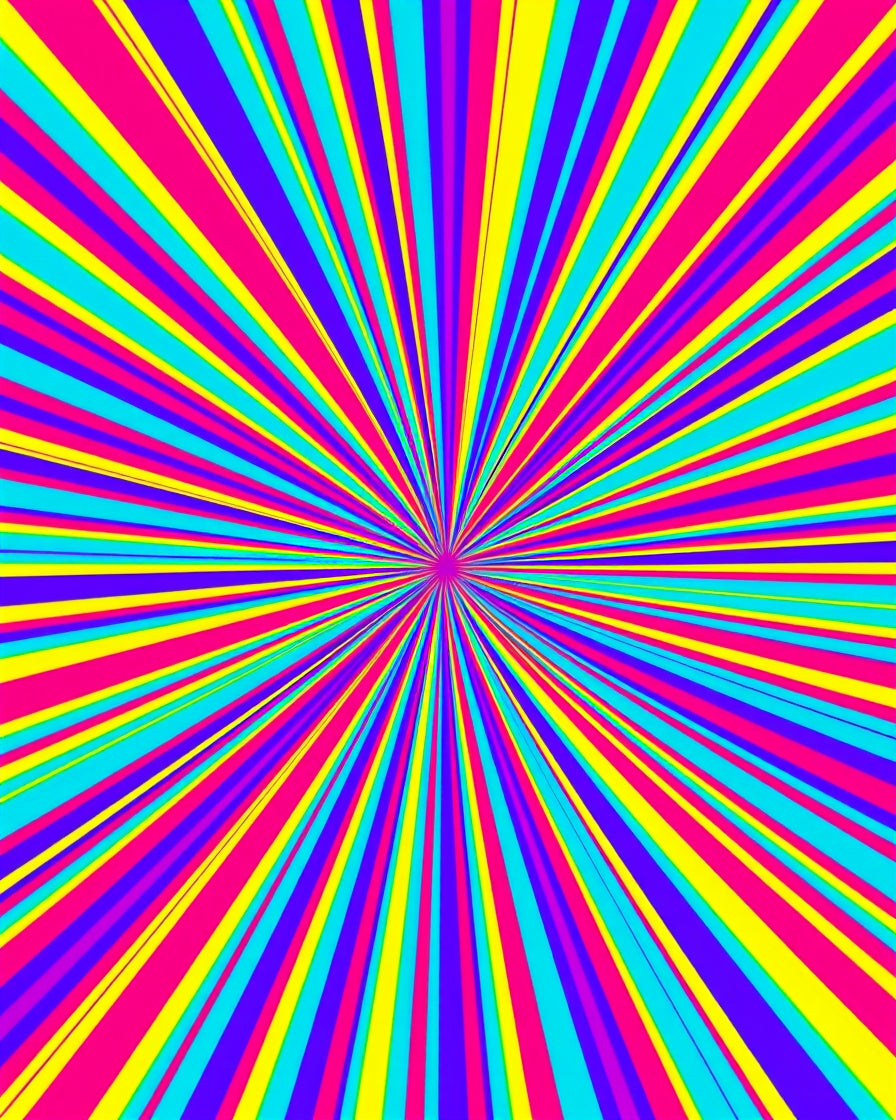 Radiating Stripes Neon Pattern Rug