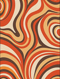 Retro Swirl Abstract Warm Tones Rug
