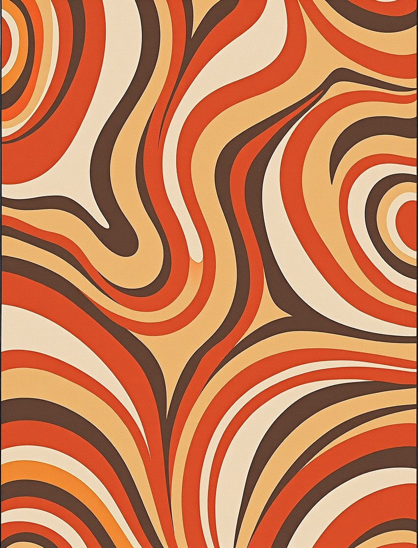 Retro Swirl Abstract Warm Tones Rug