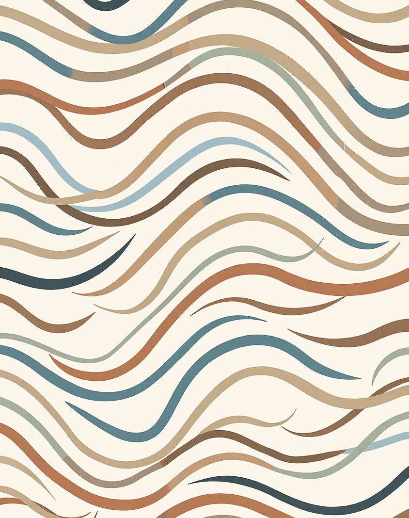 Earthy Tone Wavy Line Design Rug