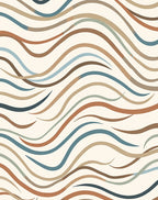 Earthy Tone Wavy Line Design Rug