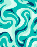 Teal Fluid Swirl Wave Rug