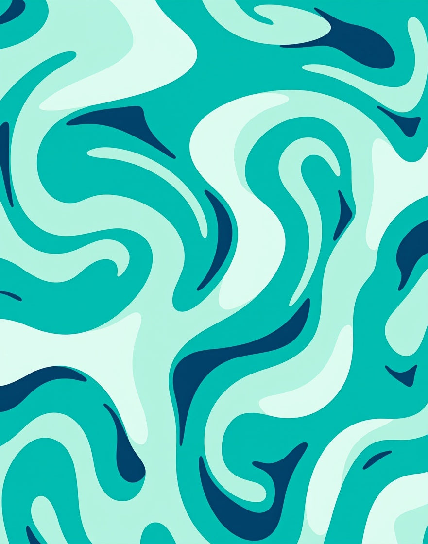Teal Fluid Swirl Wave Rug