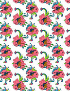 Pink Floral Swirl Pattern Design Rug