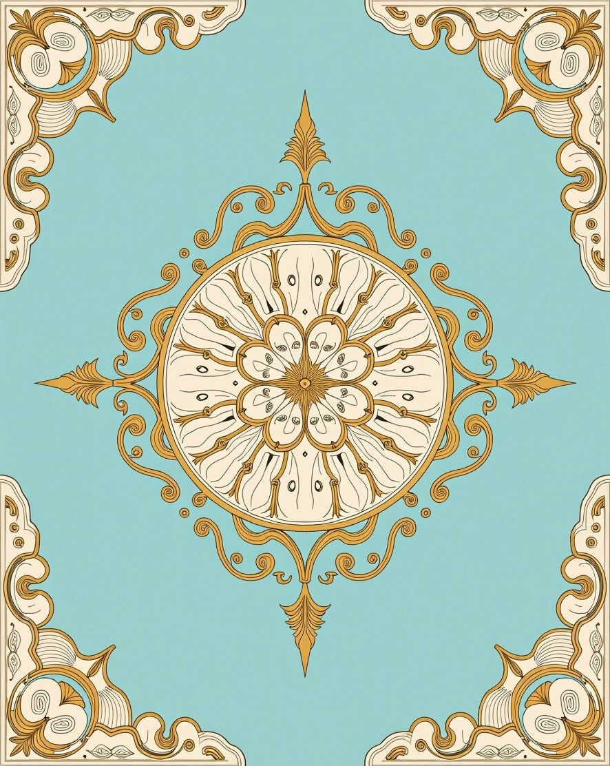 Classic Floral Inlay Medallion Pattern Rug