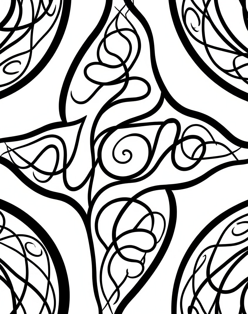 Black White Swirling Organic Pattern Rug
