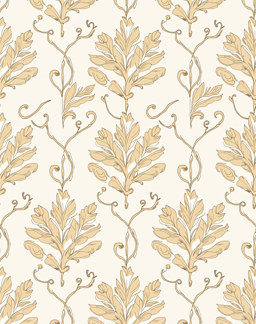 Beige Floral Vine Traditional Pattern Rug