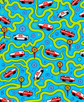 Red White Car Race Track Rug