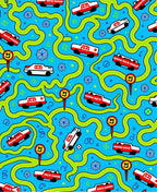 Red White Car Race Track Rug