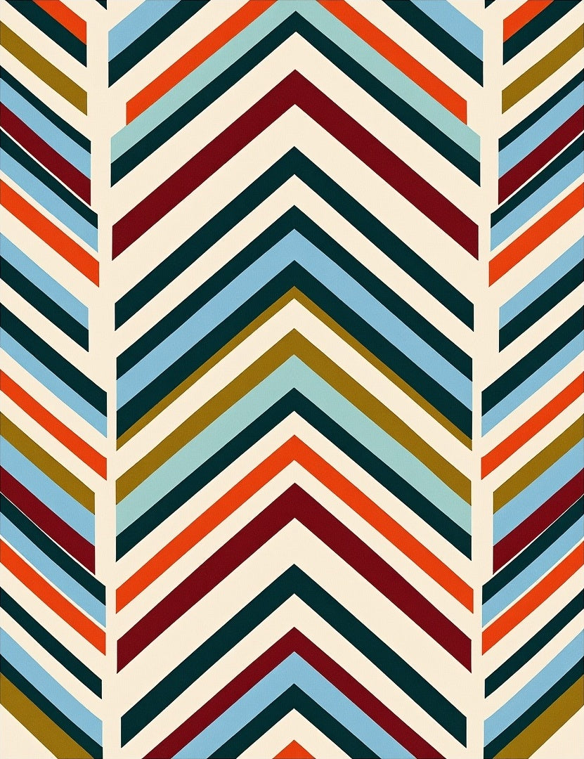 Retro Chevron Color Block Design Rug