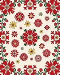 Bold Red Floral Patterned Textile Rug
