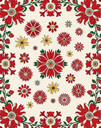 Bold Red Floral Patterned Textile Rug