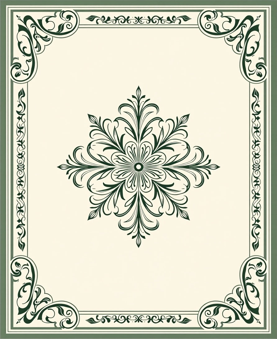 Elegant Floral Scrollwork Border Design Rug