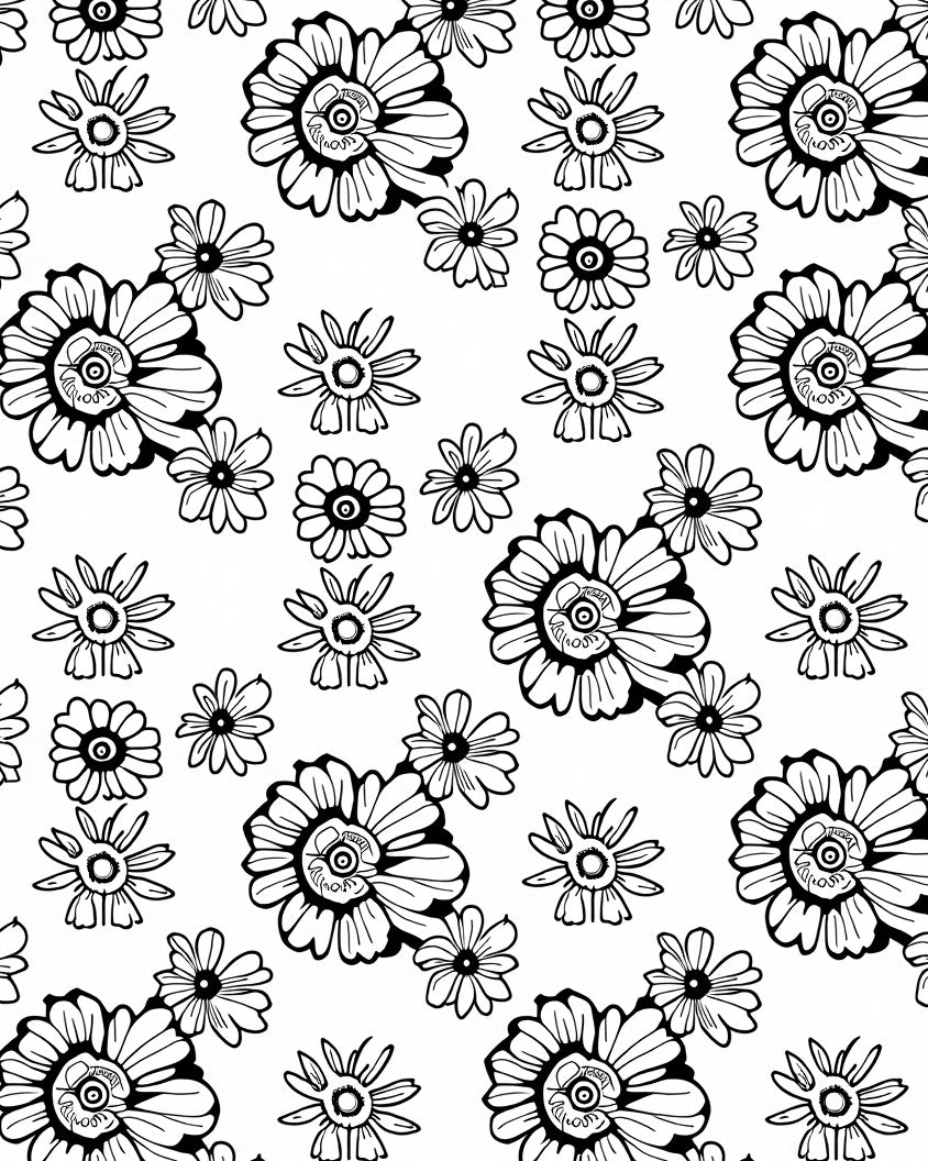 Bold Floral Outline Pattern Rug