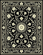 Elegant Floral Scroll Patterned Design Rug