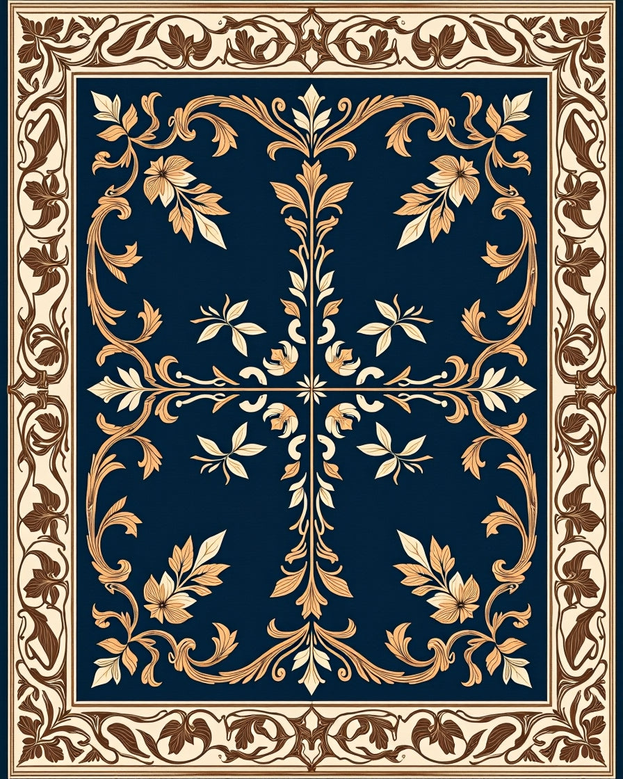 Ornate Floral Medallion Pattern Rug