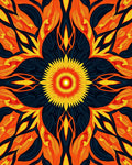 Symmetrical Sunburst Floral Pattern Rug