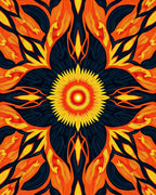 Symmetrical Sunburst Floral Pattern Rug