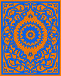 Bold Blue Floral Mandala Pattern Design Rug