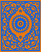 Bold Blue Floral Mandala Pattern Design Rug