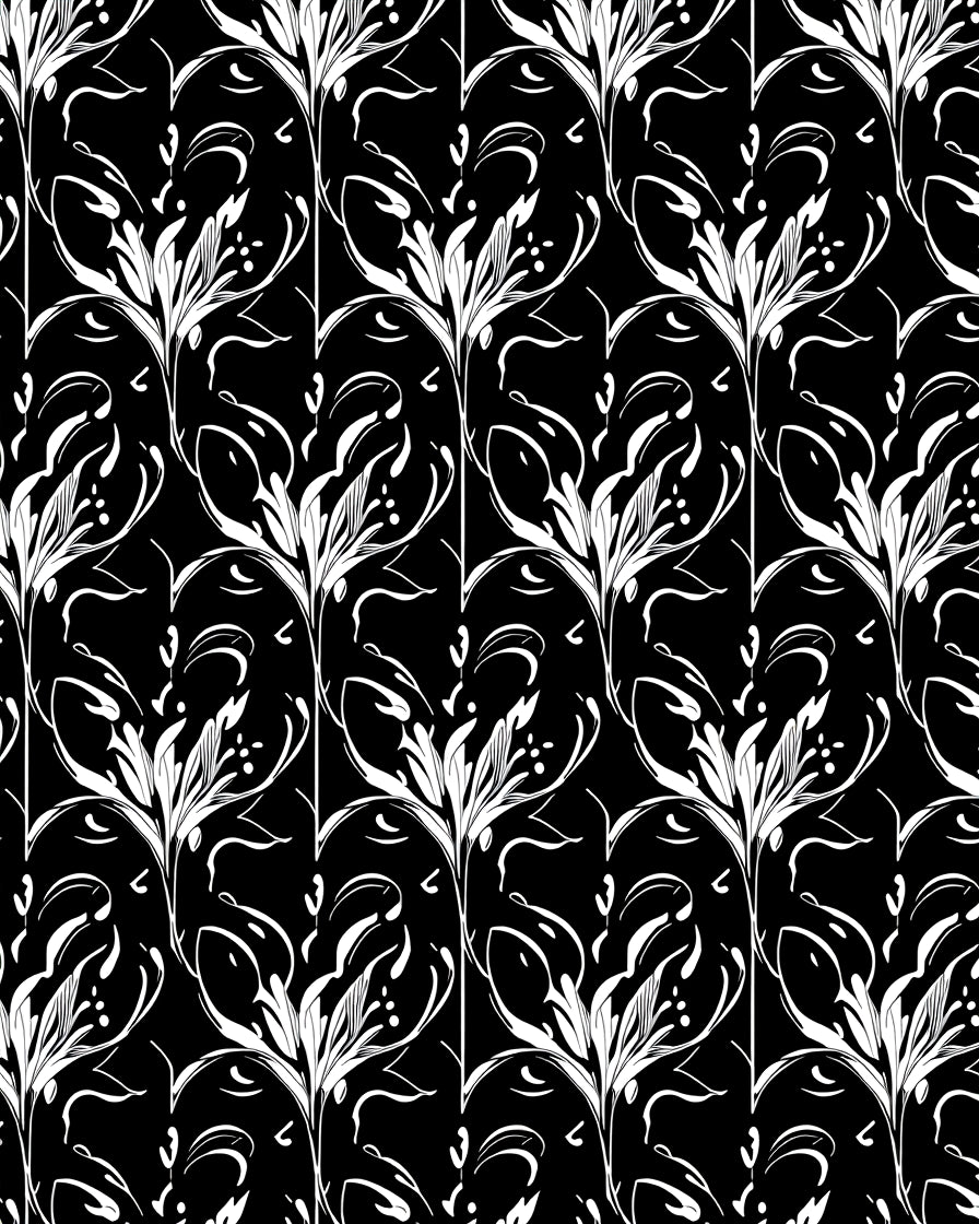 Classic Floral Scroll In Black And White Rug