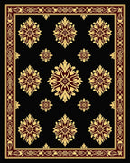 Ornate Gold Floral Patterned Rug