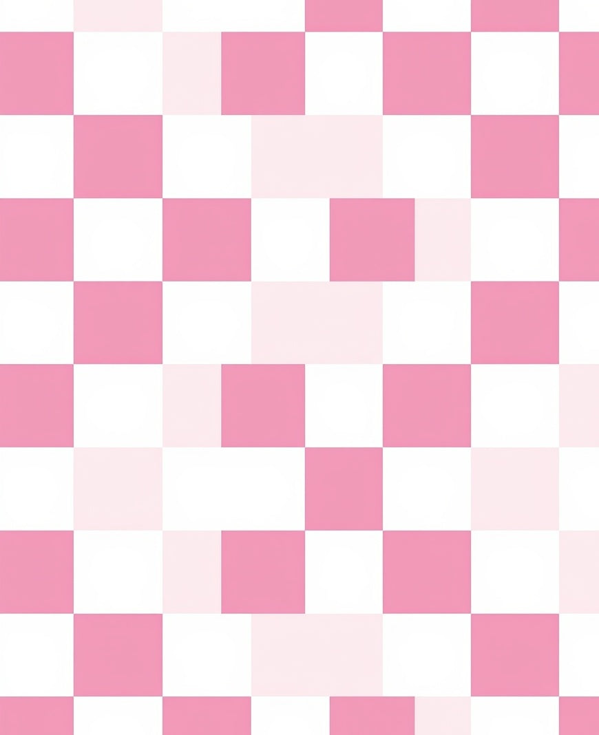 Playful Pink White Checkered Pattern Rug