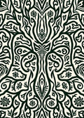 Symmetrical Black Floral Art Nouveau Rug