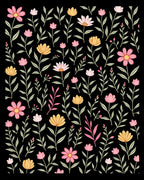 Whimsical Pink Yellow Floral Pattern Rug