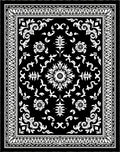 Black White Ornamental Floral Pattern Rug
