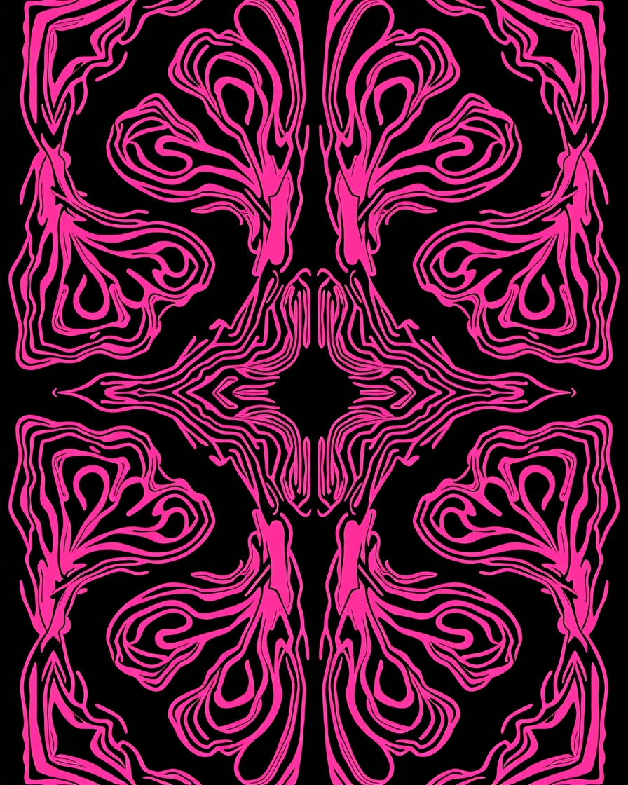 Vivid Pink Swirl Abstract Art Rug