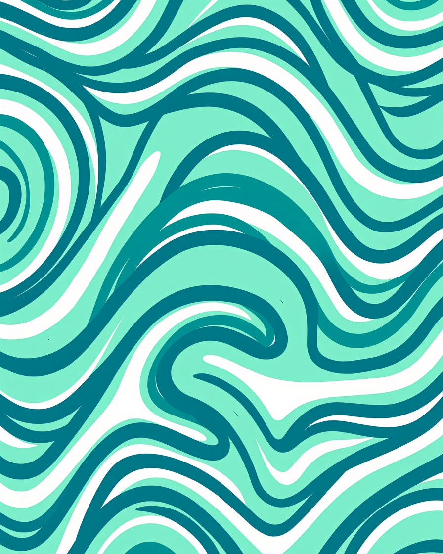 Abstract Swirl Aqua Teal White Rug