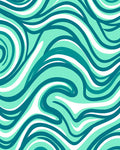 Abstract Swirl Aqua Teal White Rug