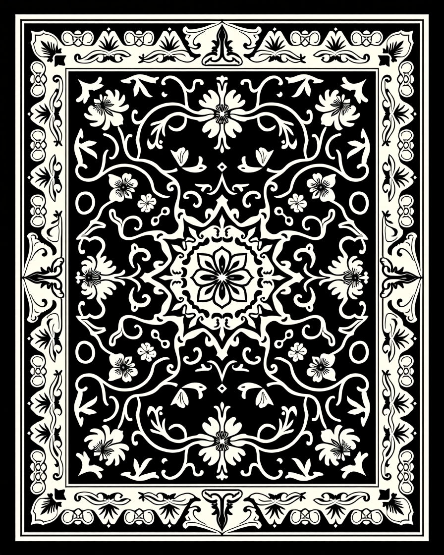 Ornate Floral Mandala Pattern Rug