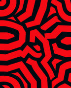 Bold Red Black Abstract Pattern Rug