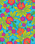 Vibrant Floral Pattern With Leafy Accents Rug