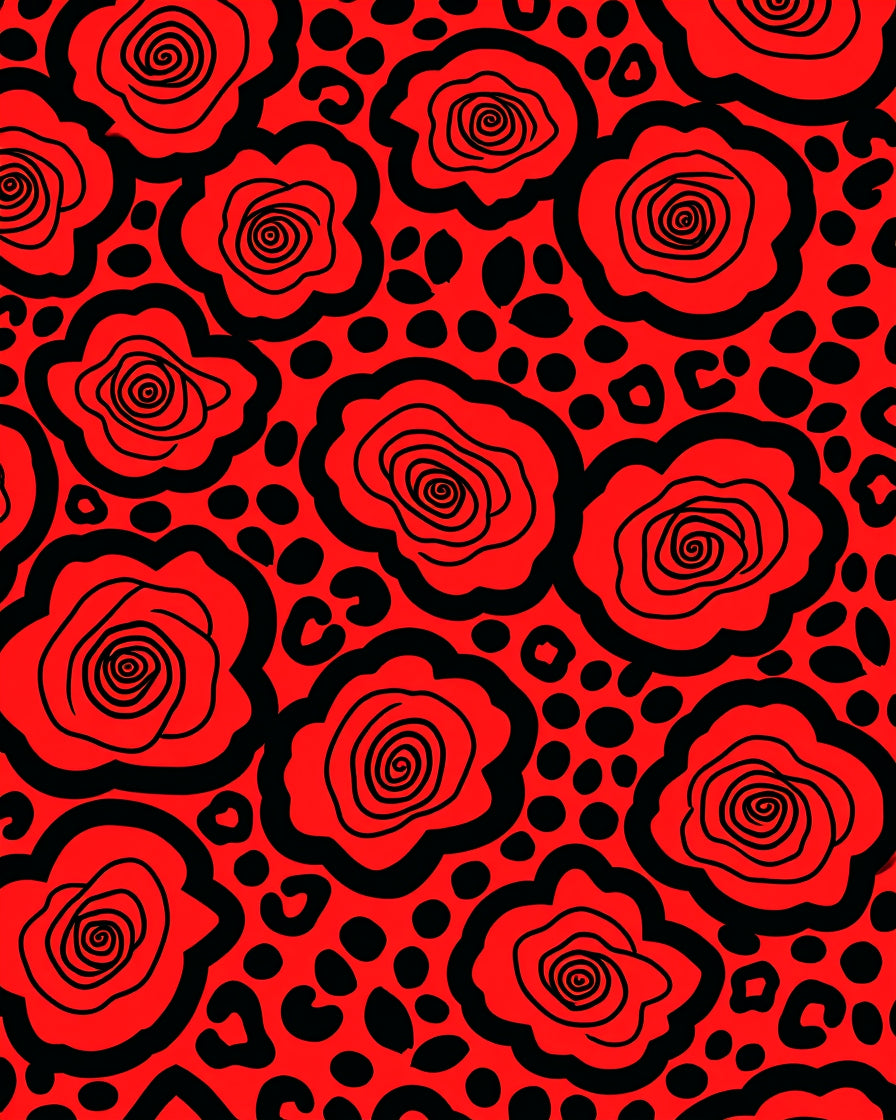 Bold Rose Leopard Pattern Rug