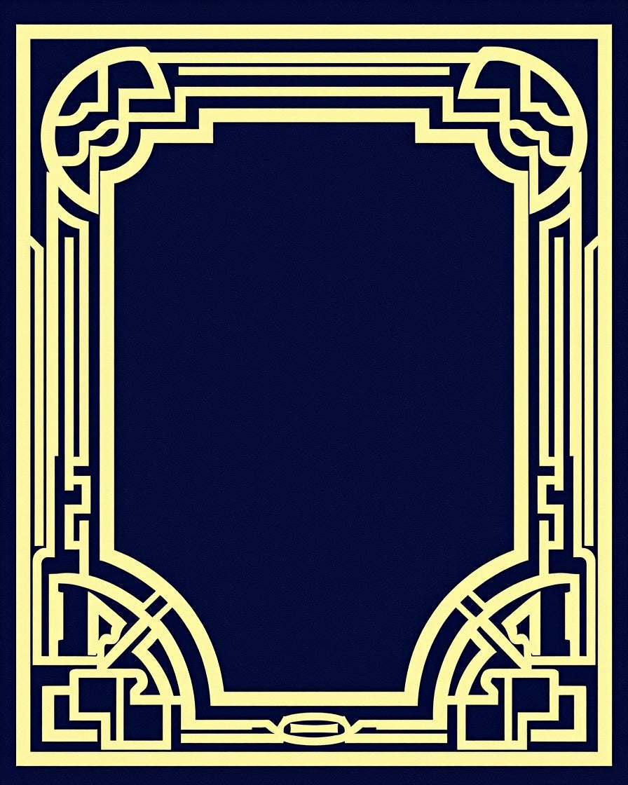 Geometric Art Deco Style Border Design Rug