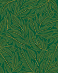 Emerald Green Gold Leaf Pattern Rug